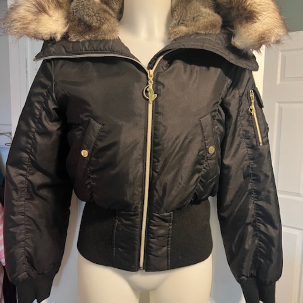 Vintage Baby Phat Puff Hooded Bomber Jacket Rare - SIZE Small